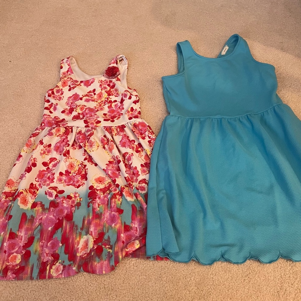 Soprano Floral and Blue Kids Dress Duo